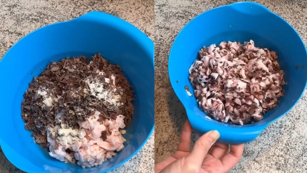trộn nhân làm bánh bèo