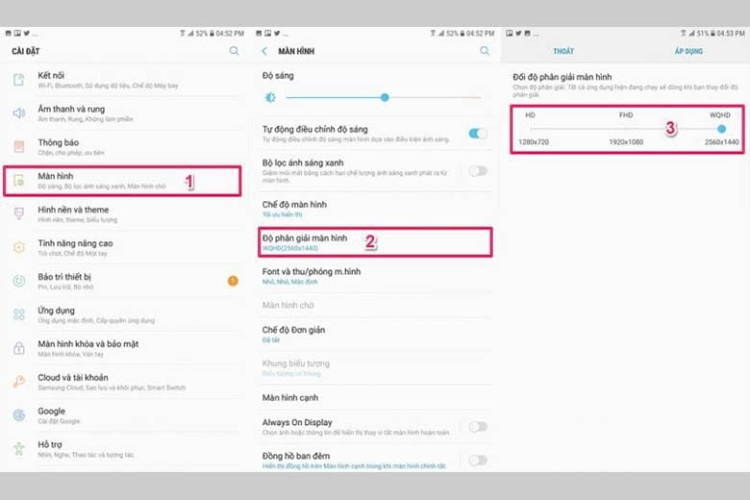 Cách chỉnh DPI Samsung bằng Thiết lập màn hình