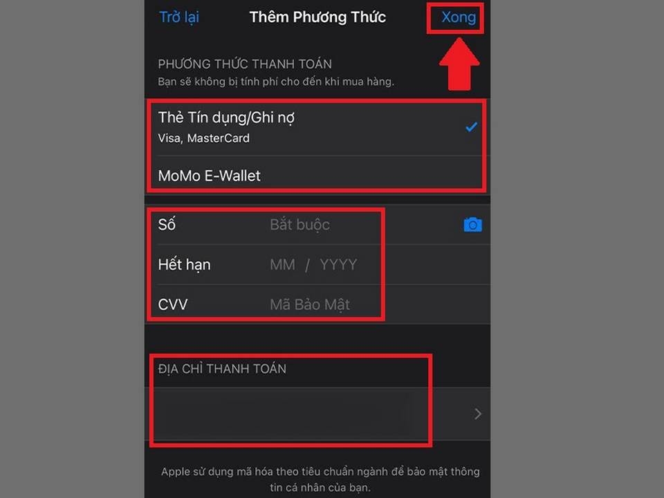 Kết thúc các bước thanh toán