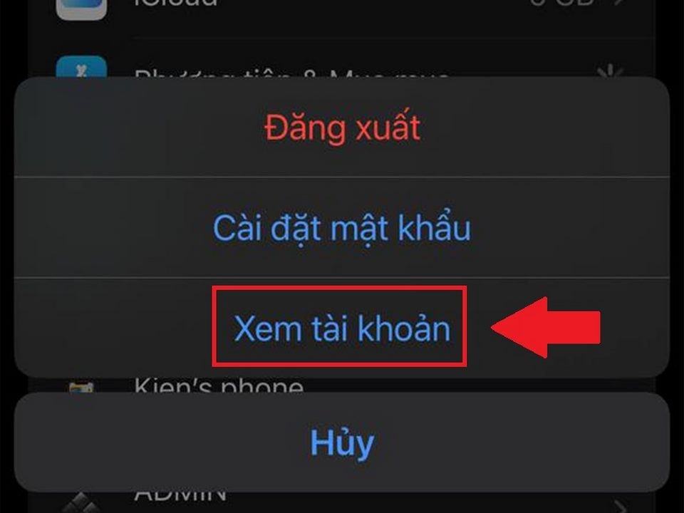 Chọn mục theo dõi tài khoản