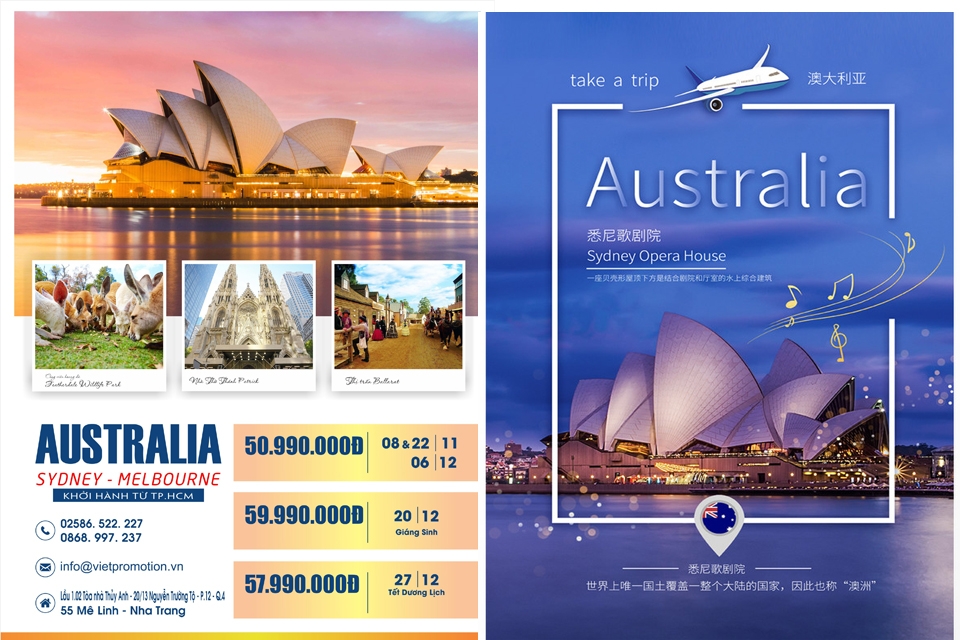 Poster du lịch Sydney- Melbourne.