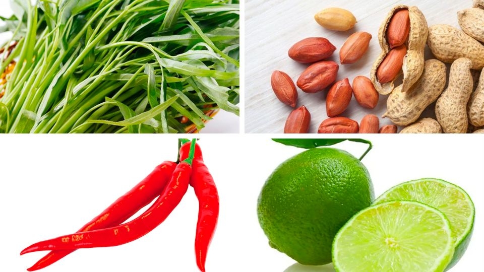Nguyên liệu làm gỏi rau muống đậu phộng