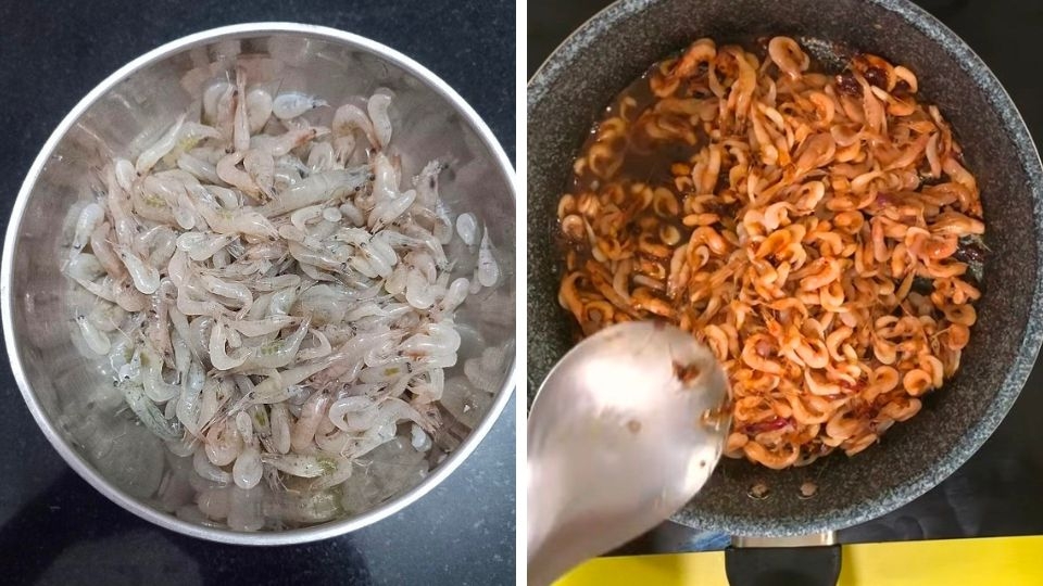 Ướp tép và rang tép