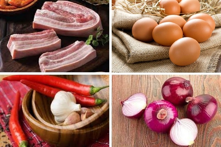 Nguyên liệu cần chuẩn bị để nấu thịt kho tàu không cần nước dừa