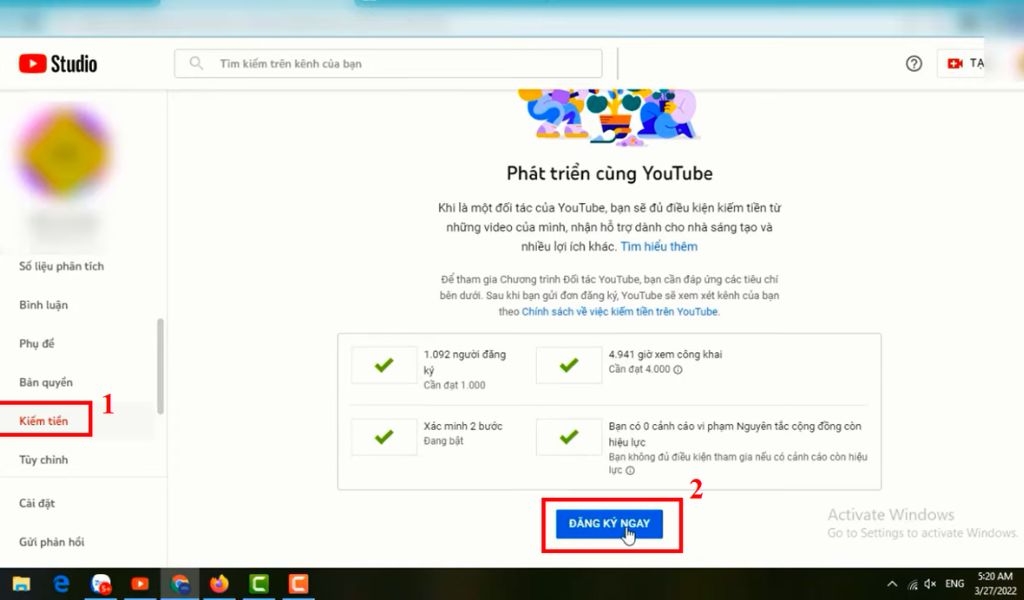 Các phương pháp và cách tạo kênh YouTube kiếm tiền chi tiết và những điều kiện cần có 2