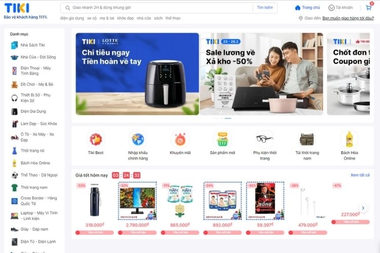 Mở Tiki siêu đơn giản và bắt đầu mua hàng online 3
