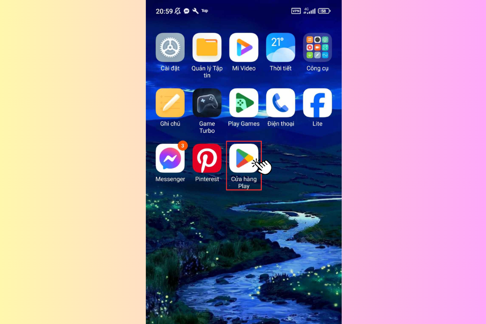 Hãy mở ứng dụng Google Play trên điện thoại Android của bạn