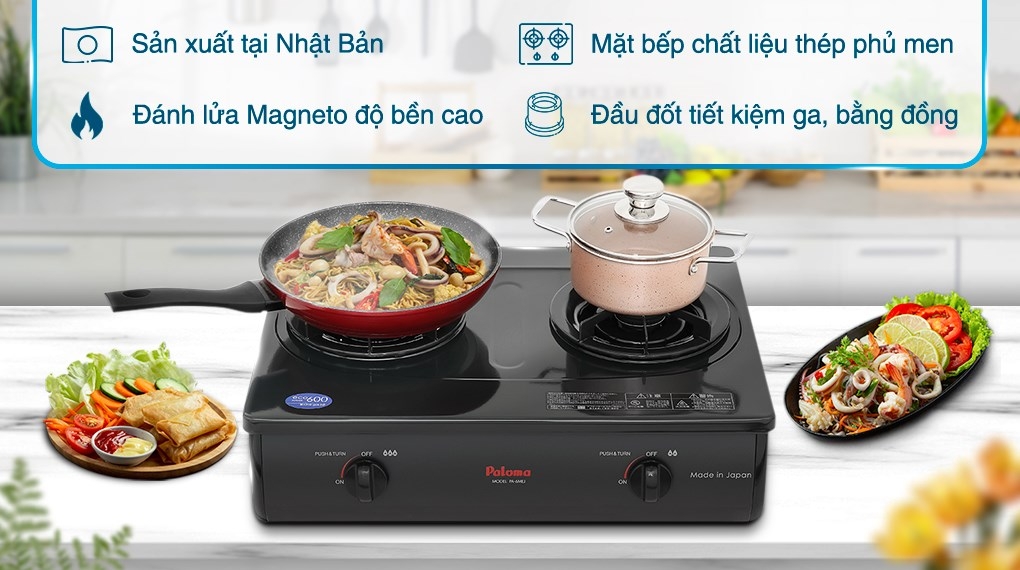 Paloma PA-6MEJ có 2 vùng nấu rất thuận tiện