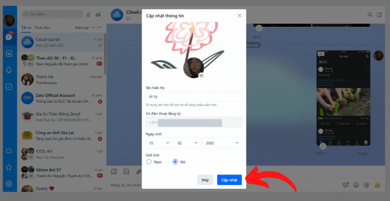 chat zalo me trên điện thoại 222