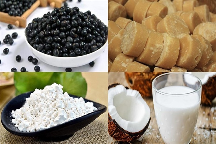 Nguyên liệu nấu chè đỗ đen với bột sắn dây