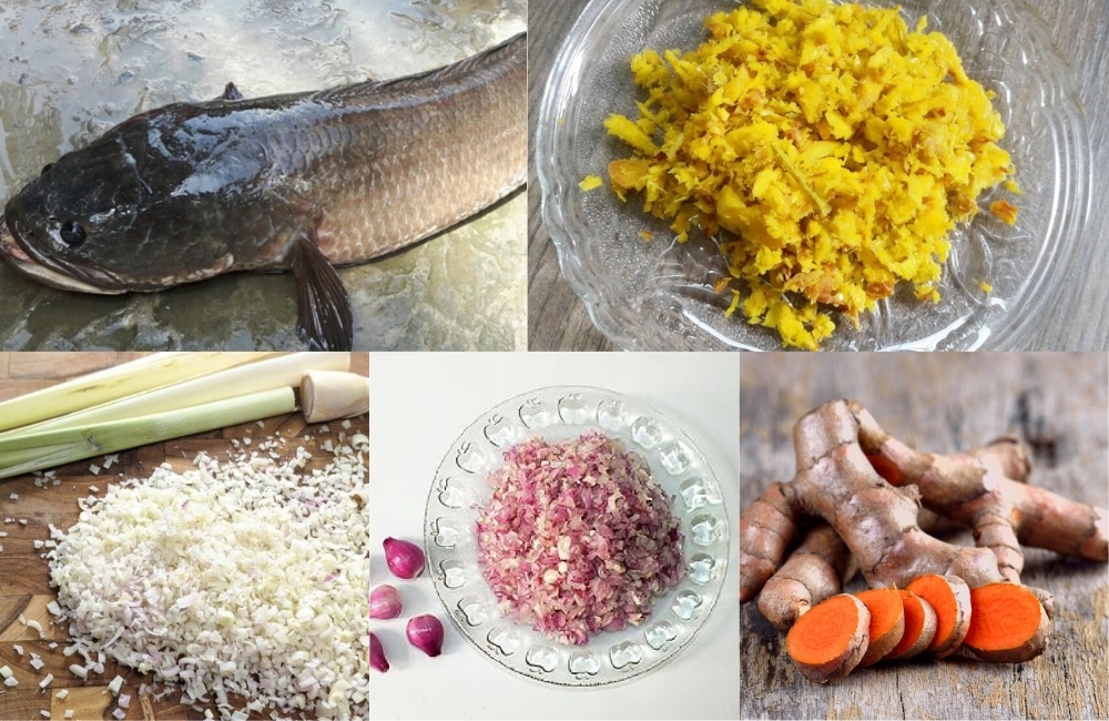 Nguyên liệu làm cá quả nướng riềng sả