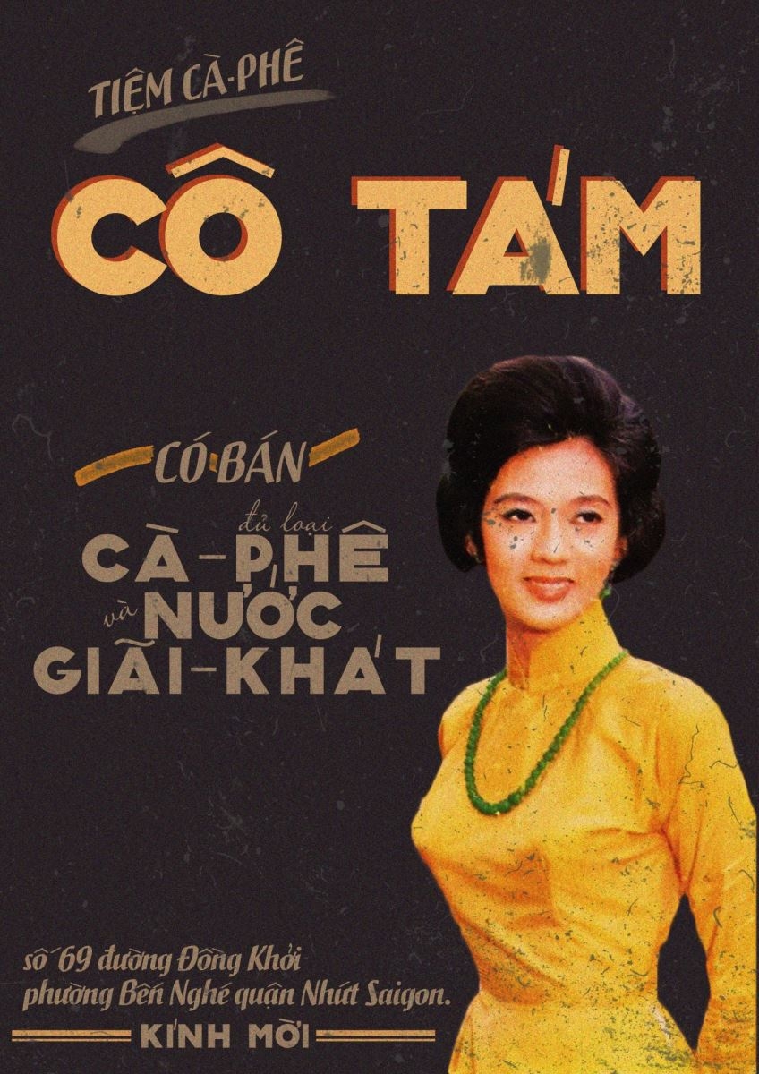 Poster quảng cáo một tiệm cà phê theo phong cách vintage