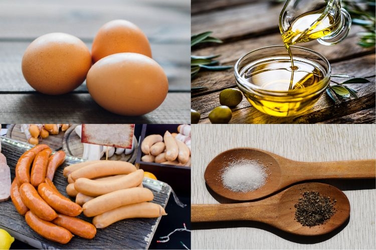 Chuẩn bị nguyên liệu để tạo hình trái tim cho trứng ốp la