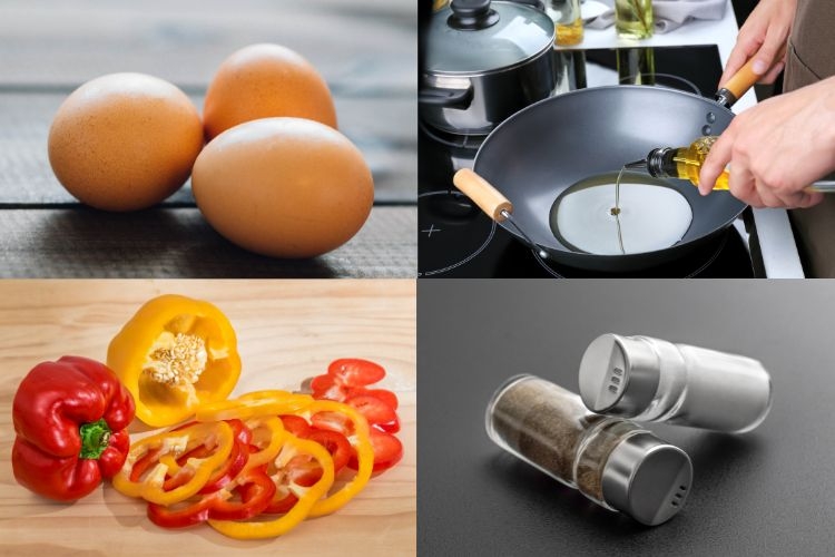 Nguyên liệu món trứng ốp la ớt chuông