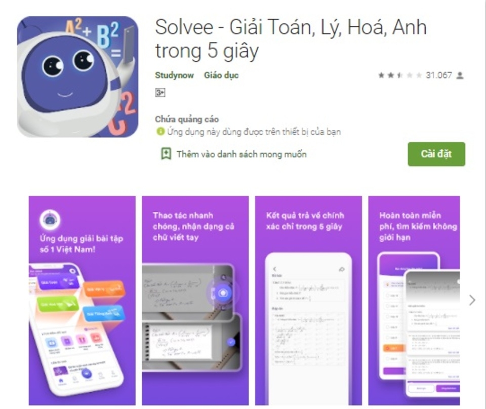 App giải tiếng Anh Solvee