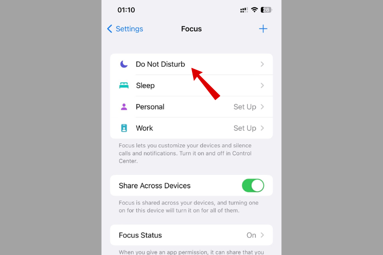 Tắt chế độ không làm phiền (Do Not Disturb) trên iPhone
