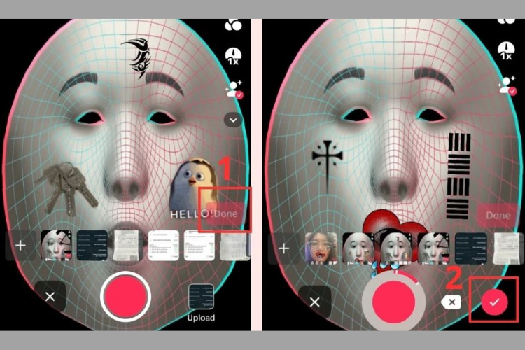 Nếu bạn hài lòng, hãy nhấn "Done" hoặc dấu tích màu đỏ