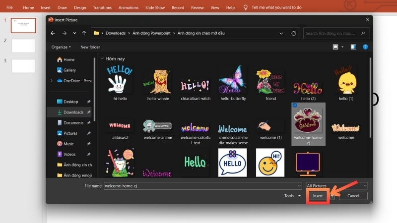 Cách chèn ảnh động vừa tải vào PowerPoint 2