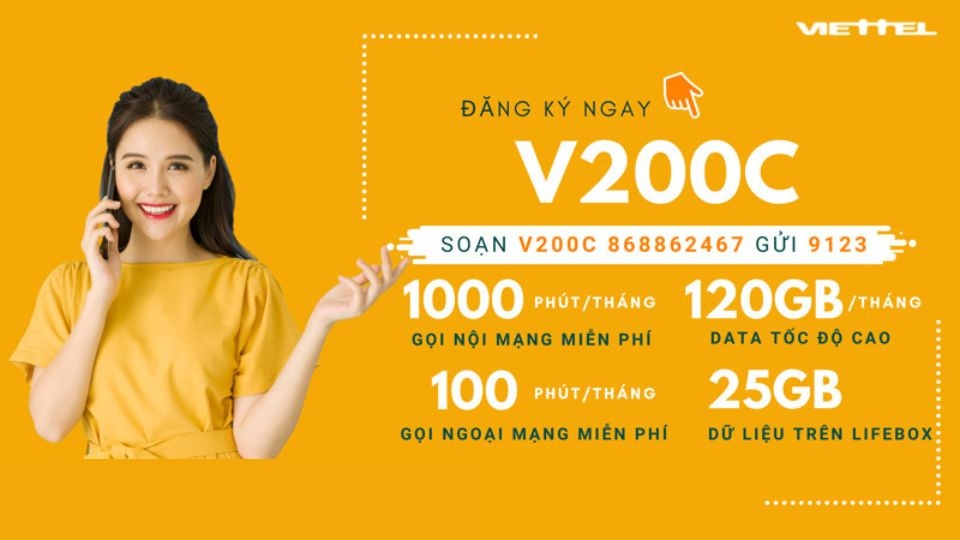 Những lợi ích khi đăng ký gói cước V200C của Viettel