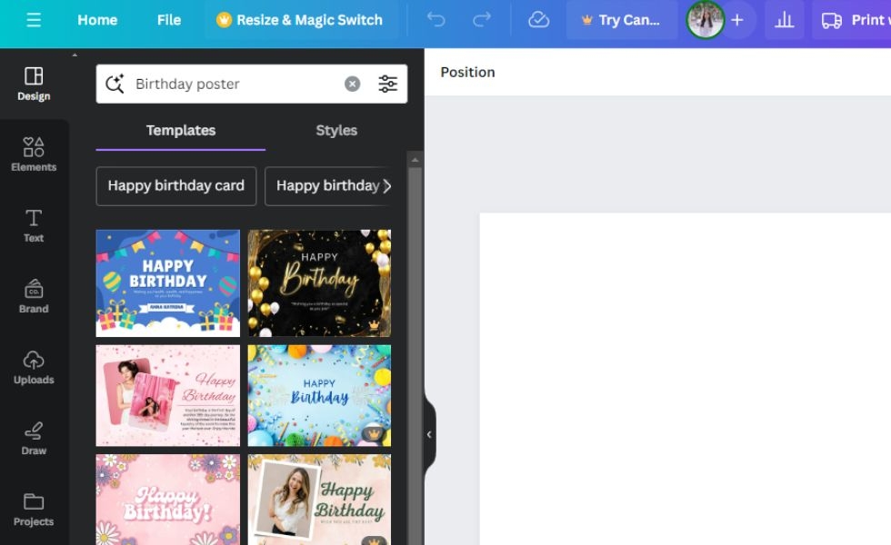 thiết kế theo mẫu trên canva
