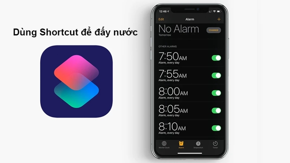 Sử dụng Shortcut để đẩy nước ra ngoài