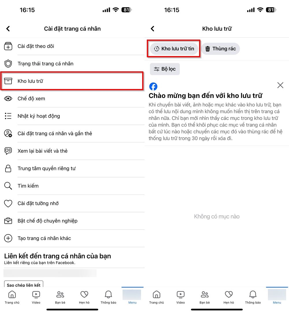Cách bật tự động lưu tin vào kho lưu trữ tin trên Facebook&nbsp;2