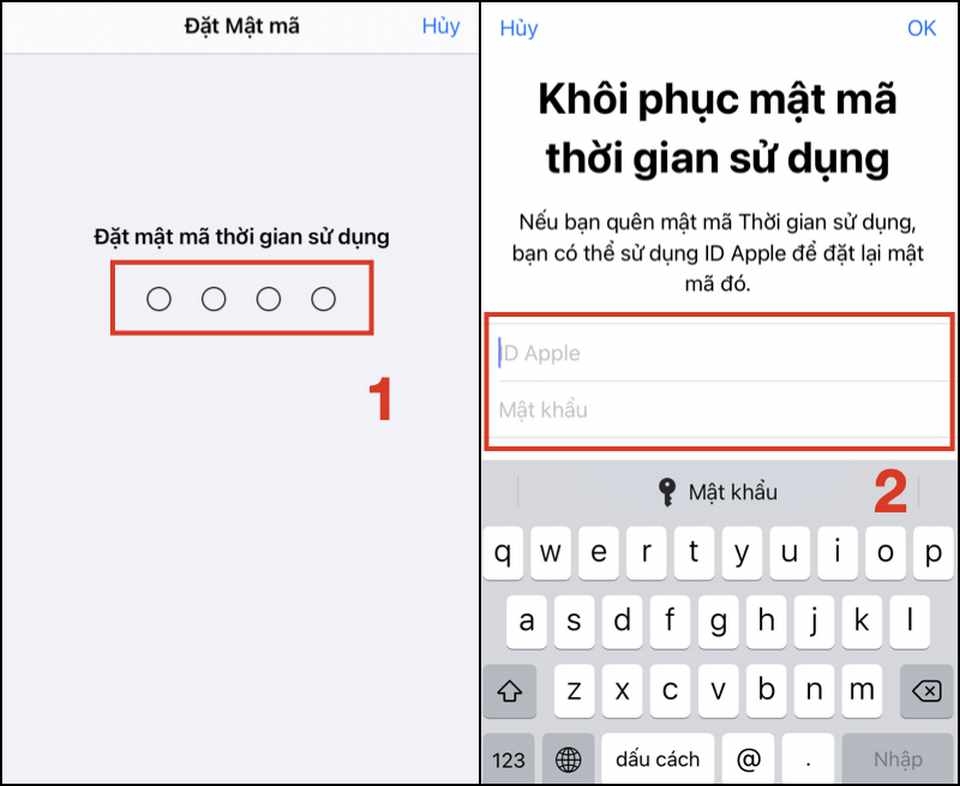 Đặt lại các thông tin mật khẩu