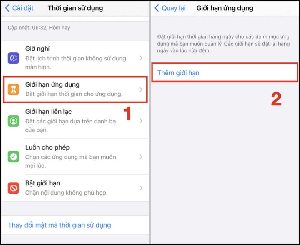 Hãy cập nhật phần giới hạn ứng dụng