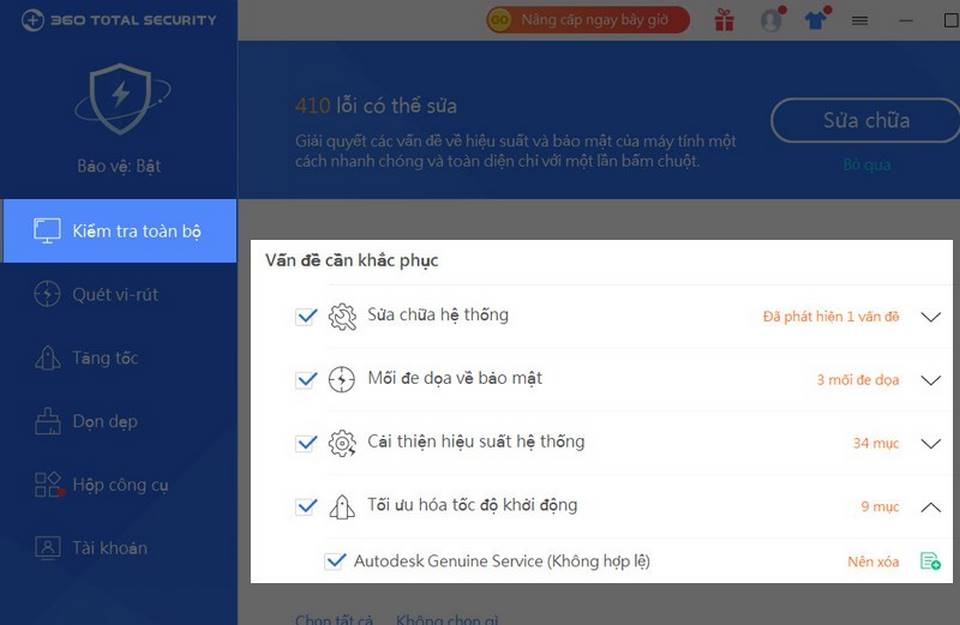 Nâng cao chế độ bảo vệ của máy tính