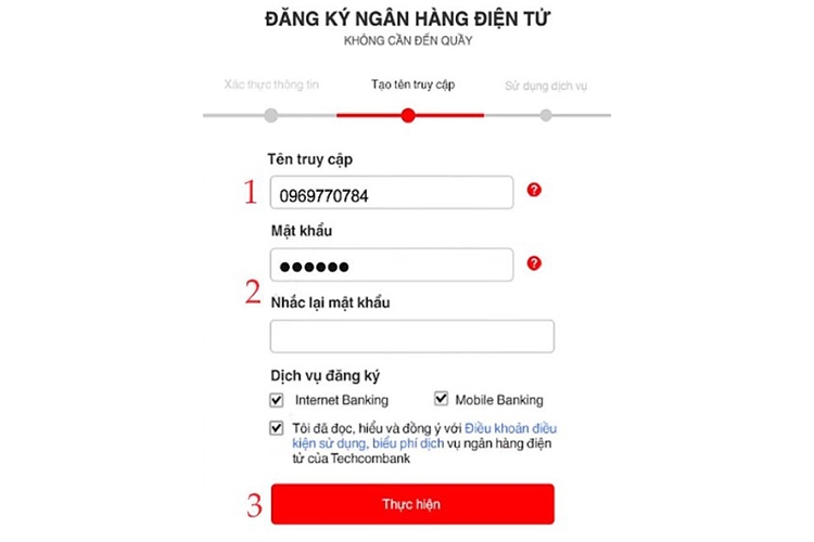 đăng ký Internet Banking Techcombank (hình 10)
