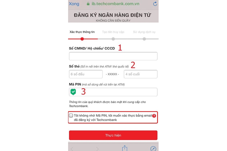 đăng ký Internet Banking Techcombank (hình 5)