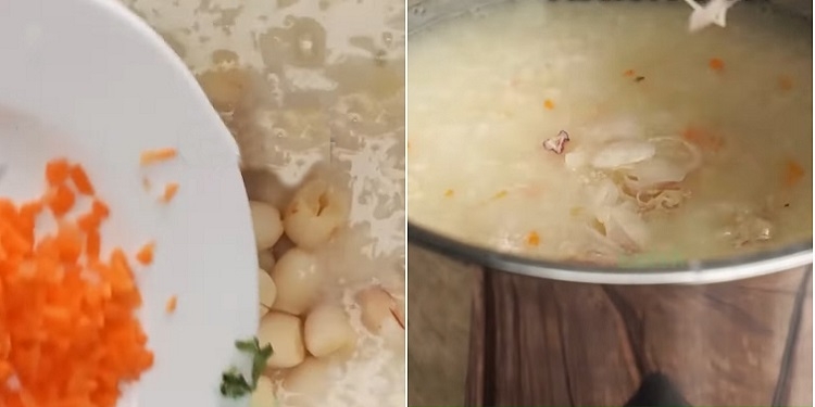 Nấu cháo gà hạt sen đậu xanh