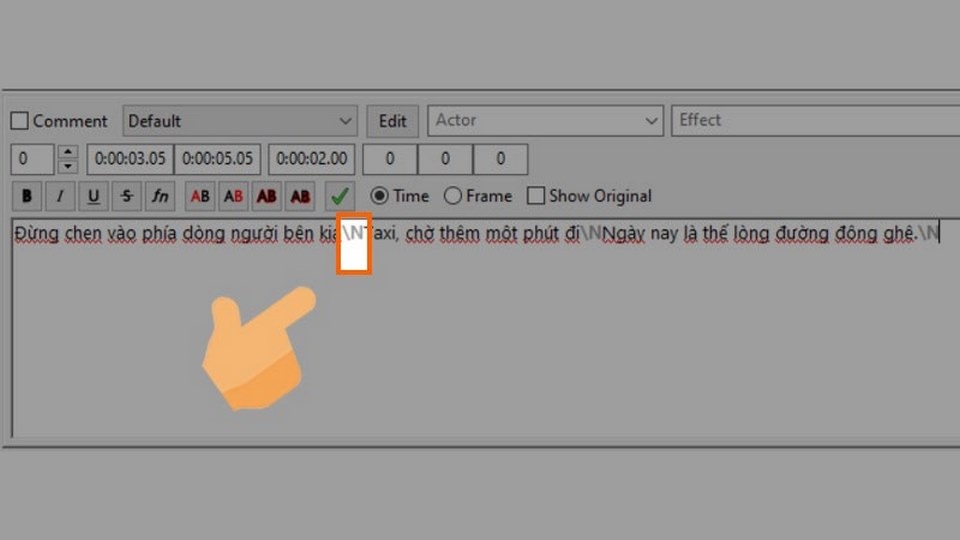 Chọn tiện ích xuống dòng