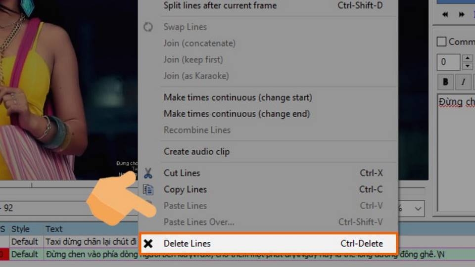 Hiển thị hoặc xóa sub