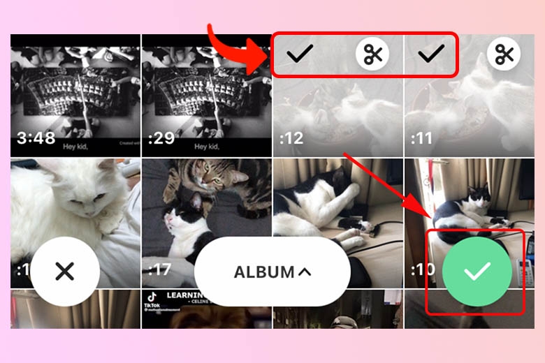 Nhấn vào dấu tick