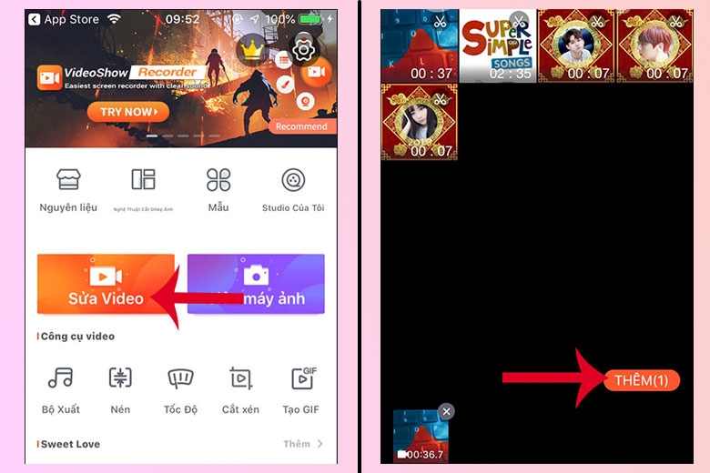 Thêm video cần ghép nhạc