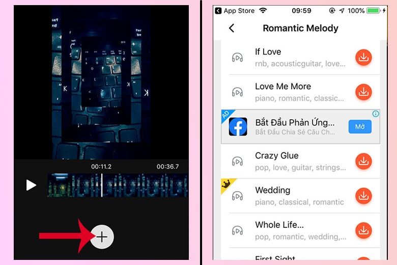 Ghép nhạc và chọn Tải xuống
