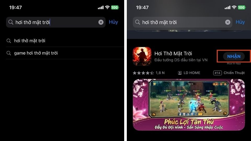 Cách tải game Hơi Thở Mặt Trời trên hệ điều hành iOS