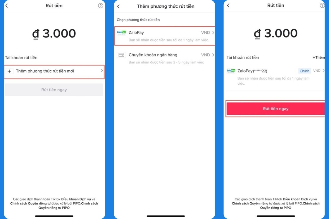 Rút tiền thủ công trên TikTok Shop