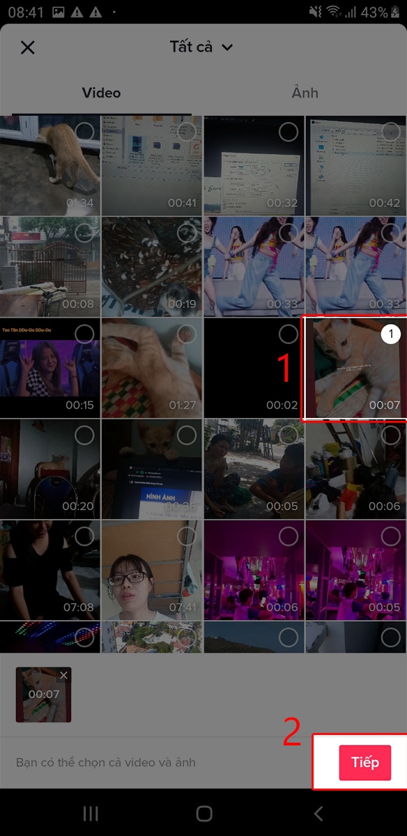 Chọn video muốn đăng
