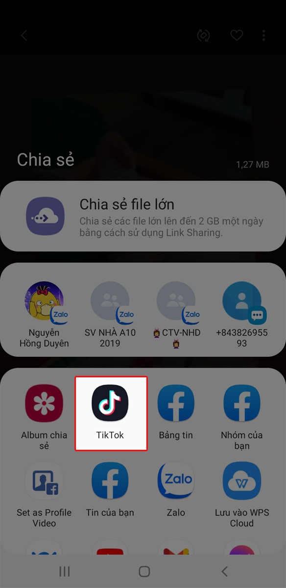 Chọn ứng dụng muốn đăng tải