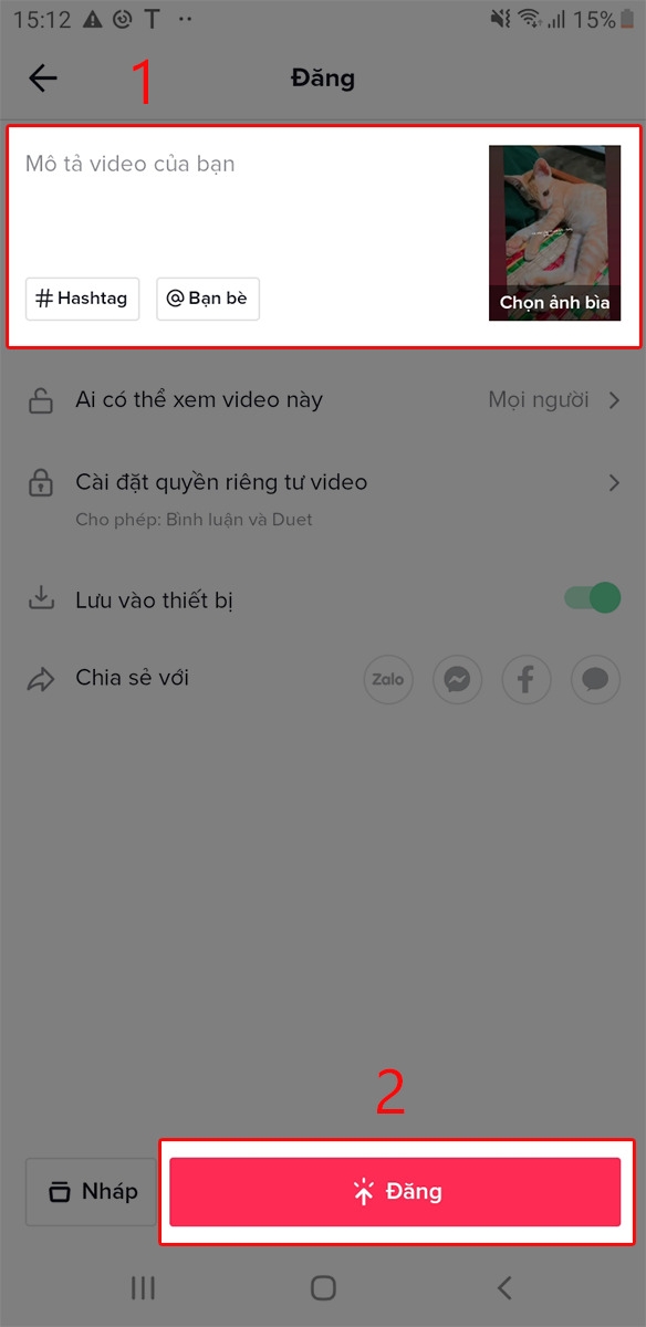 Viết mô tả video và đăng lên Tiktok