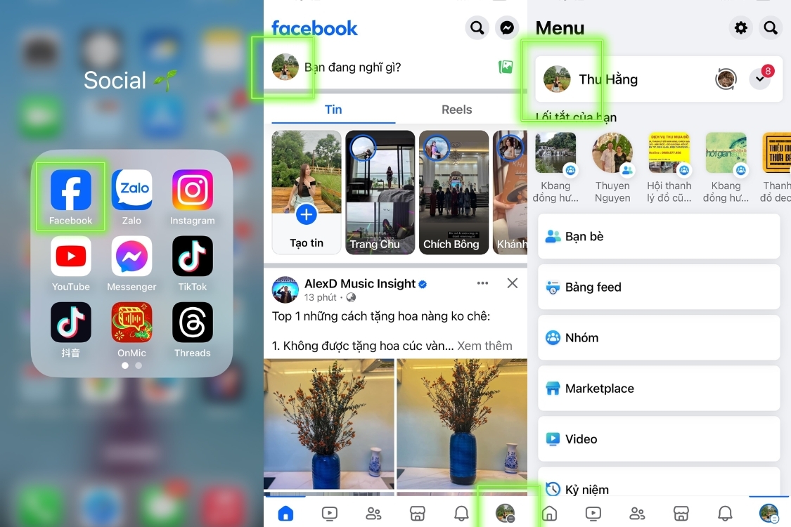 Lấy link Facebook trên điện thoại