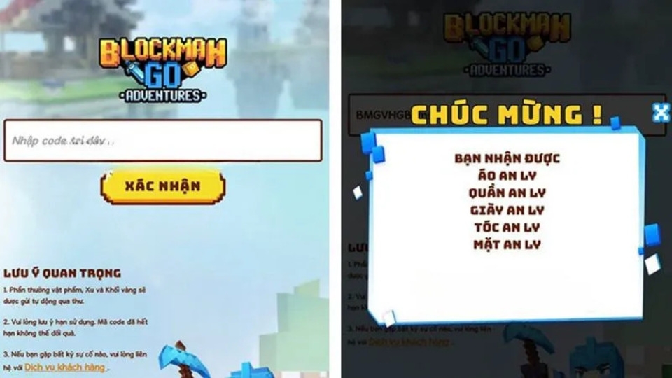 Nếu code còn hiệu lực thì bạn sẽ nhận được thông báo về phần thưởng