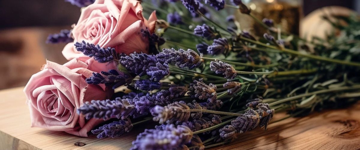 ảnh bìa oải hương hoa hồng