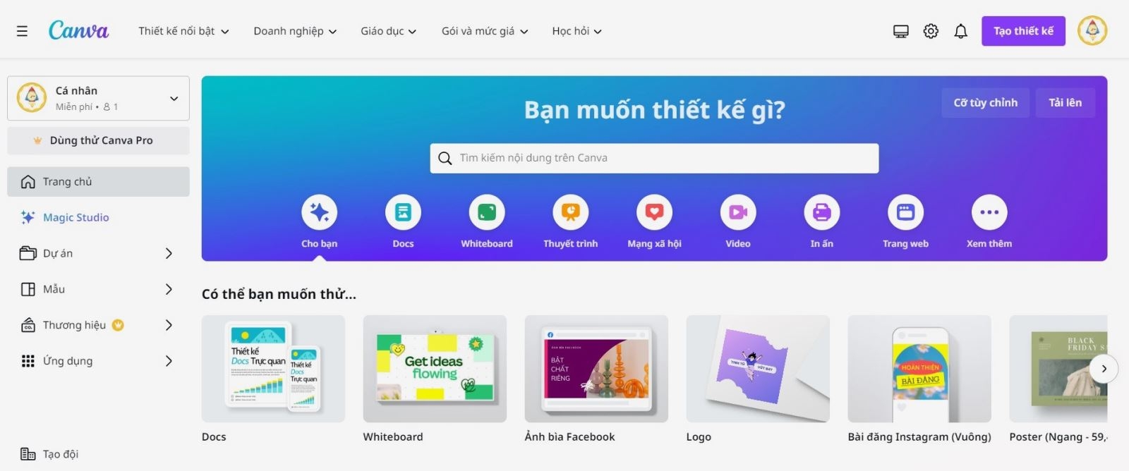 Truy cập vào Canva