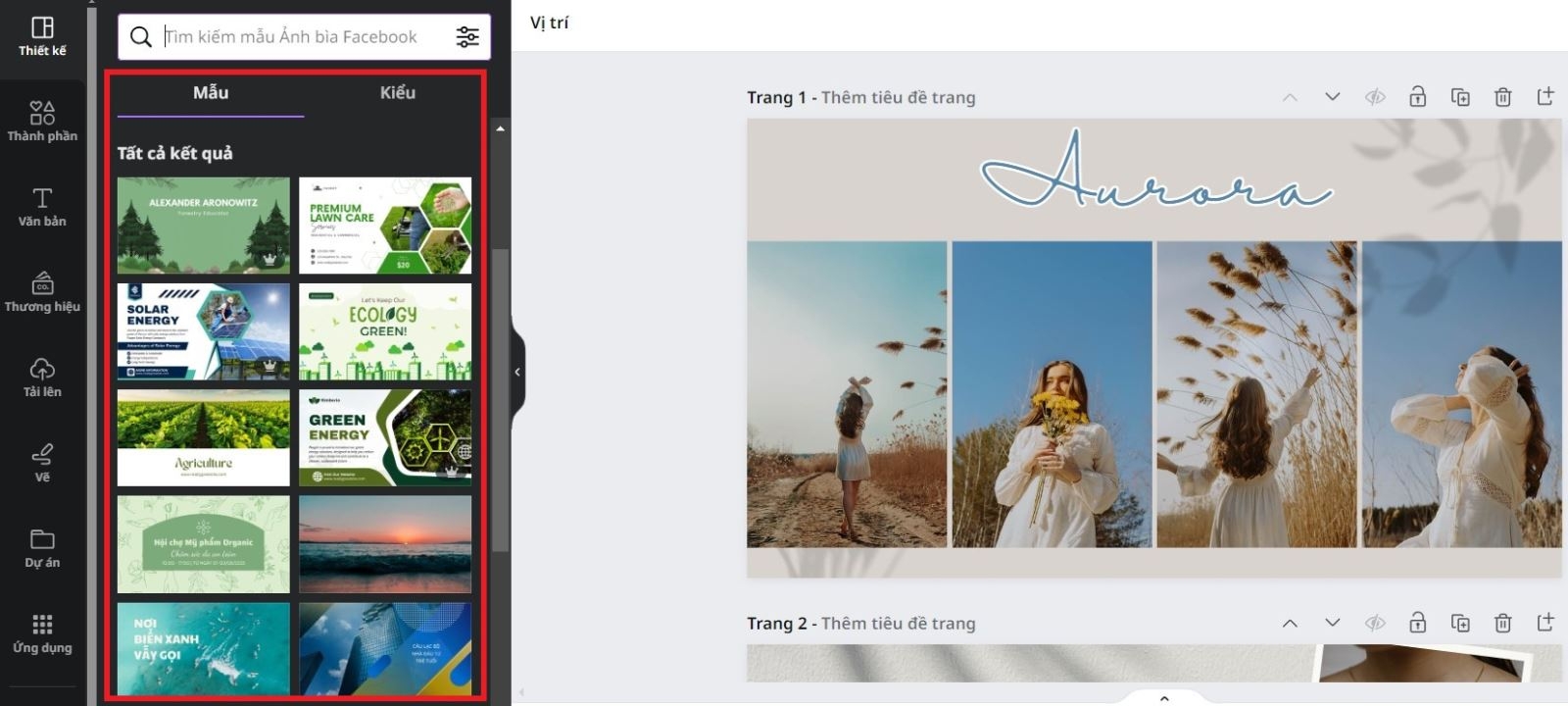 Canva đề xuất nhiều mẫu ảnh bìa Facebook