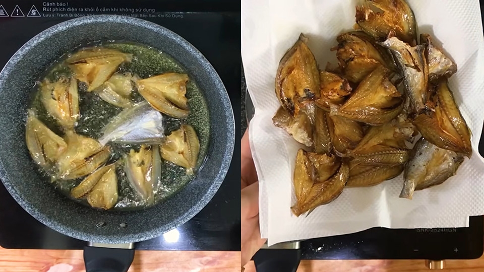 Chiên cá cho vàng giòn