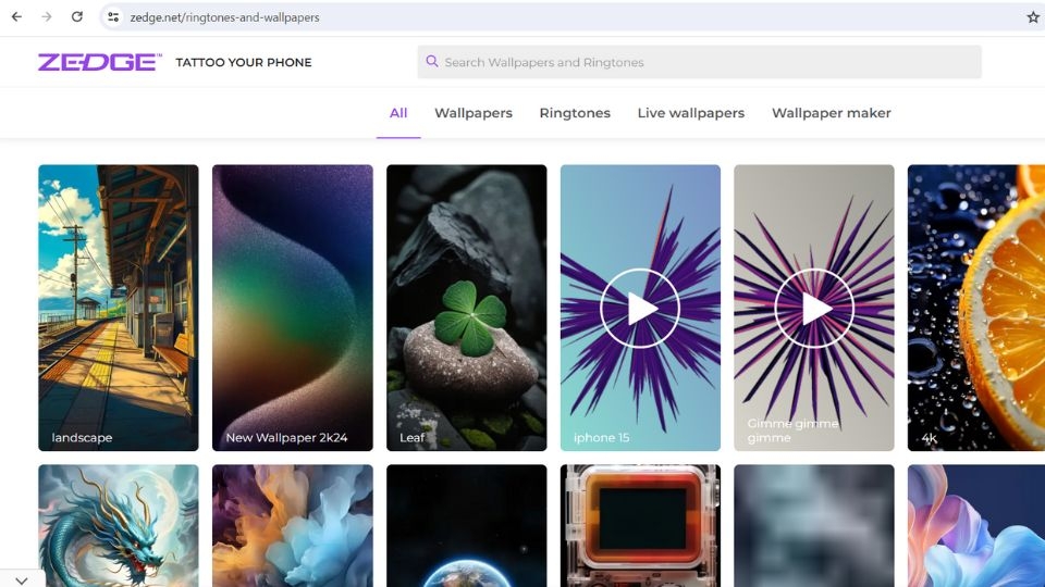 Bước 1: Truy cập trang web Zedge.