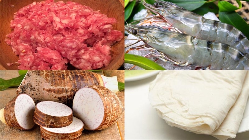 Chuẩn bị nguyên liệu cần có cho món chả giò khoai môn thịt